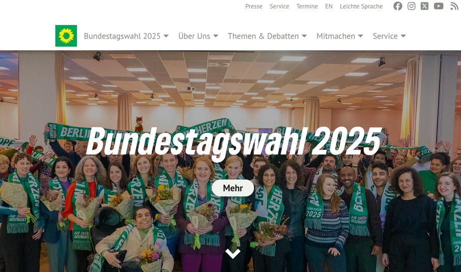 Screenshot der Website gruene-berlin.de, auf der der Jumbo-Teaser eingesetzt wird.